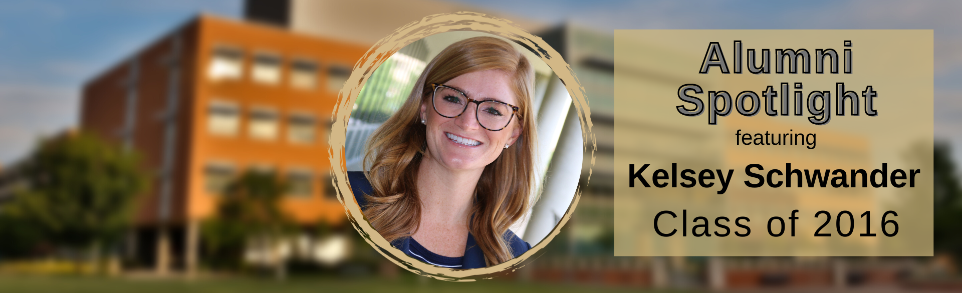 woman smiling for camera with building in background