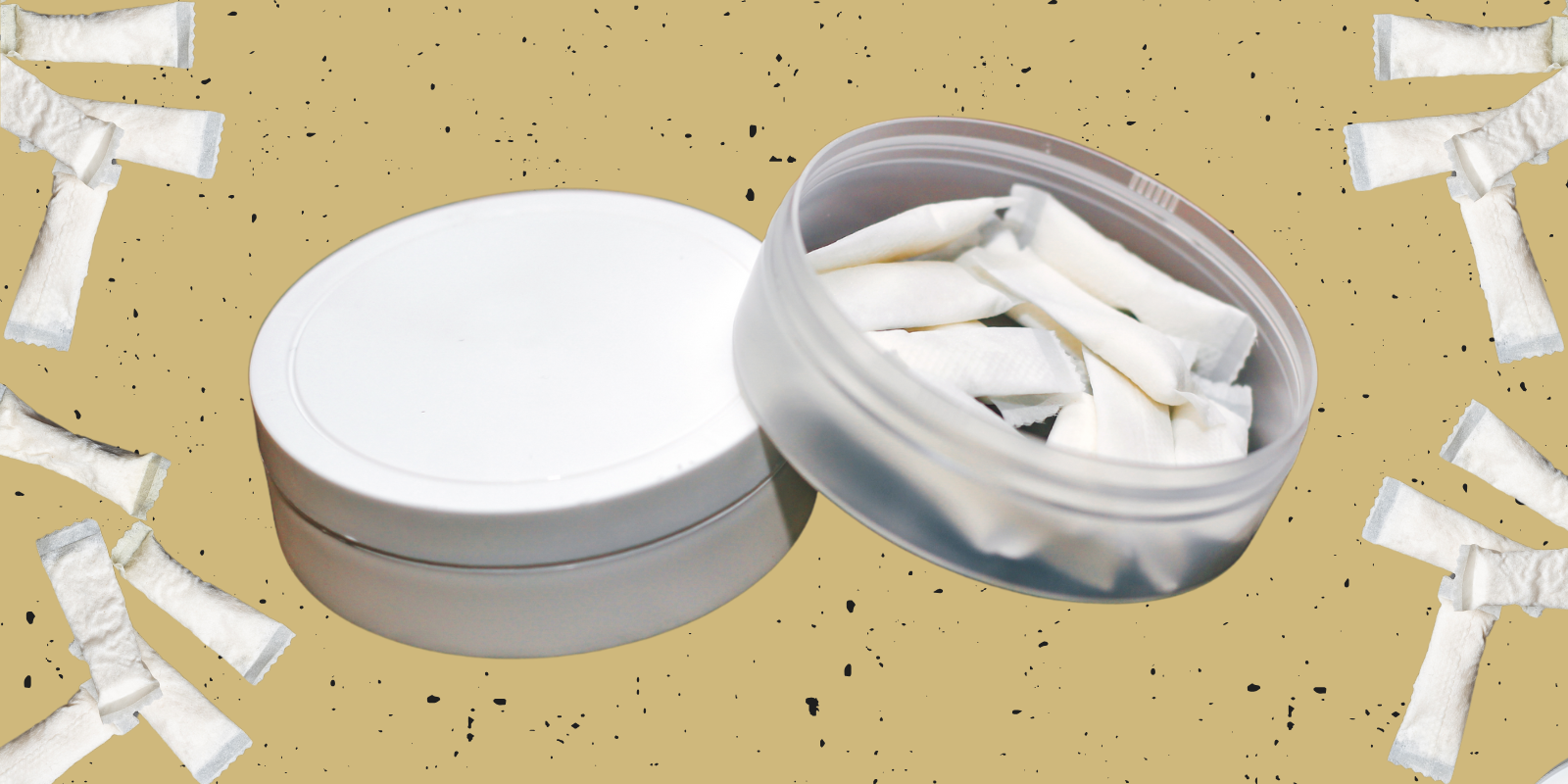 Image of a container holding nicotine pouches.