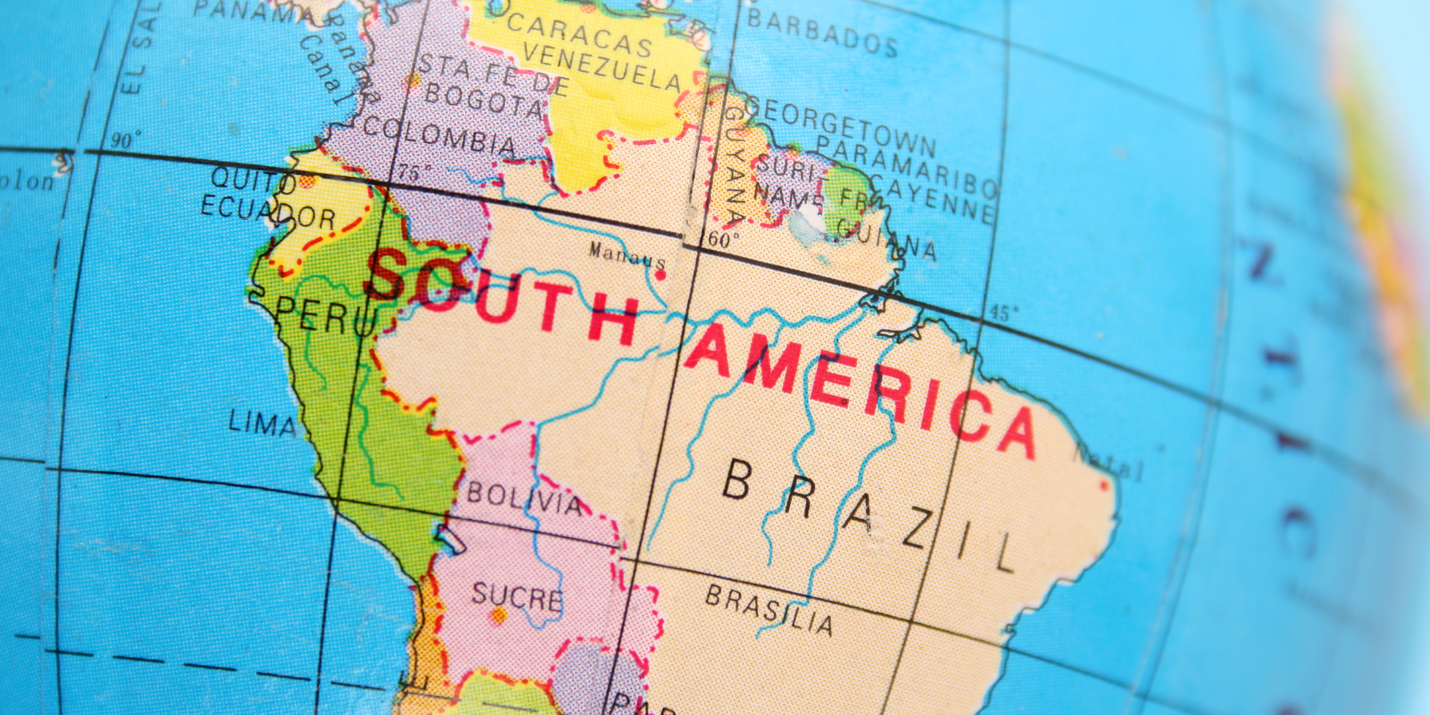South America as seen on a globe