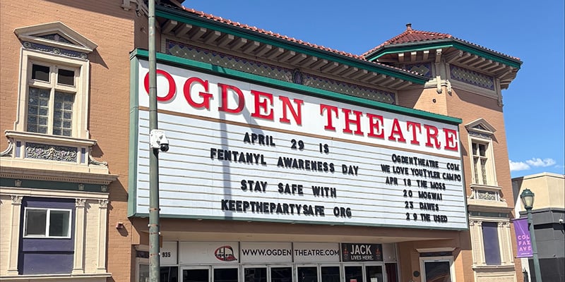 Ogden Theater promotes Fentanyl Awareness Day on its marquee