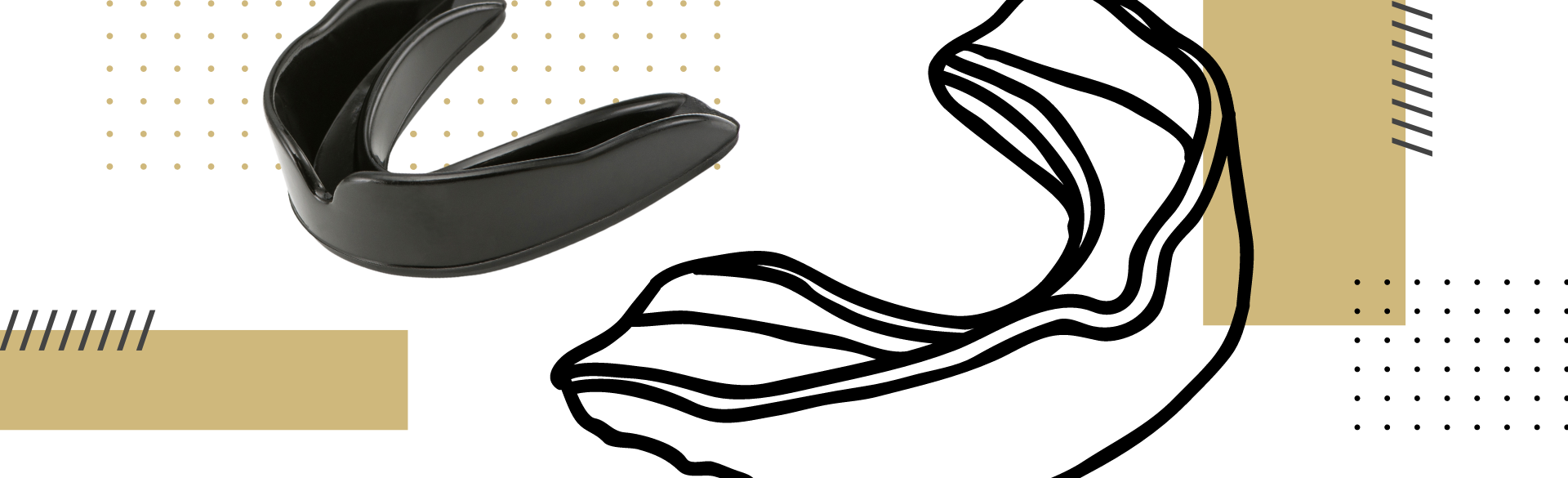 image of mouthguards with black and gold design elements