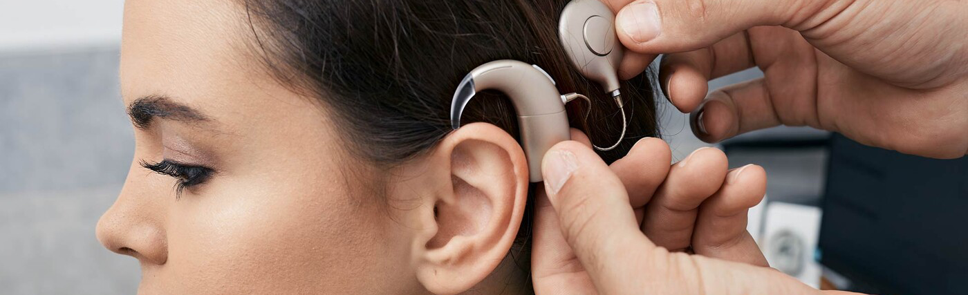 woman with cochlear implant